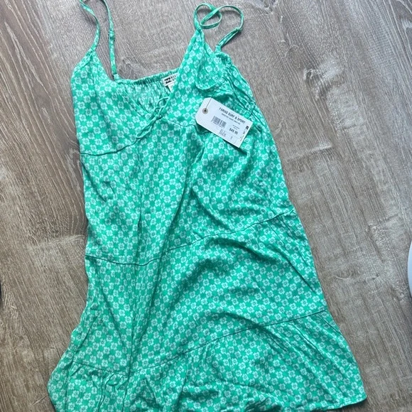 Green Floral Spaghetti Strap Dress - Picture 1 of 4